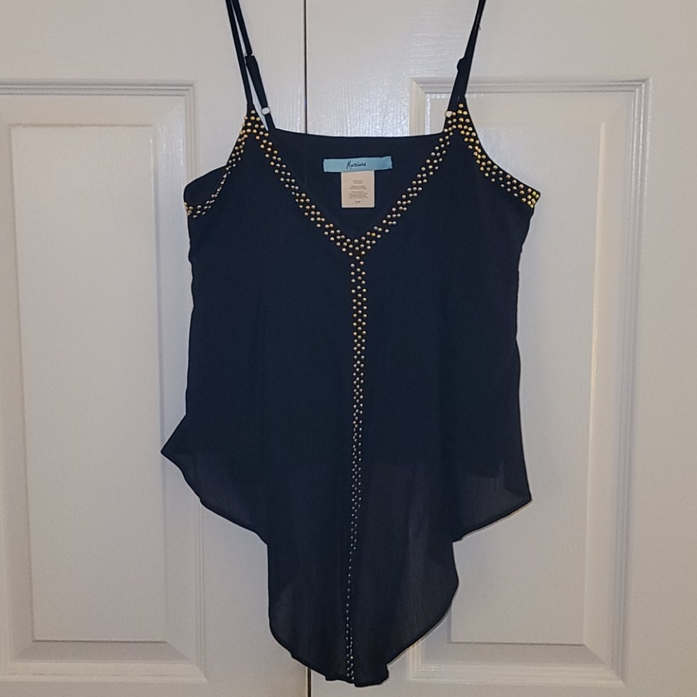 Marciano spaghetti strap gold studded top
